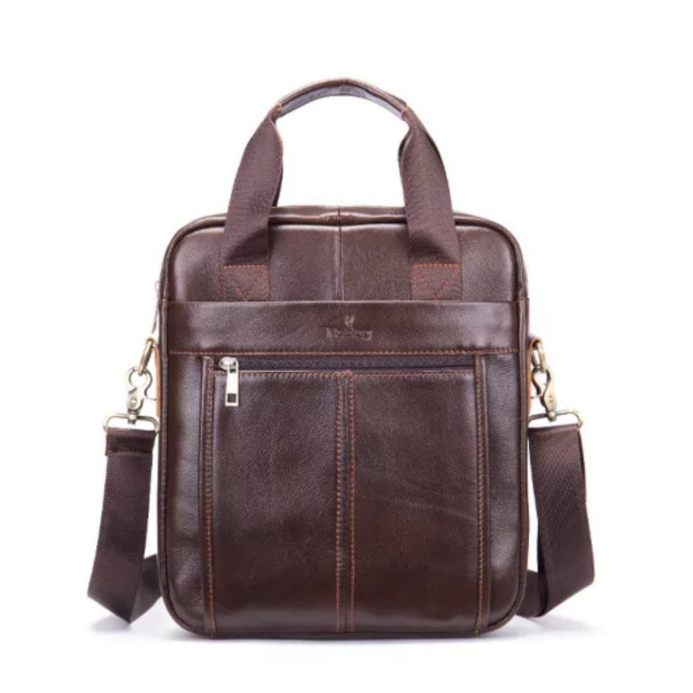 Noblag Bib Genuine Leather Large Satchel Men's Messenger Shoulder bags Coffee